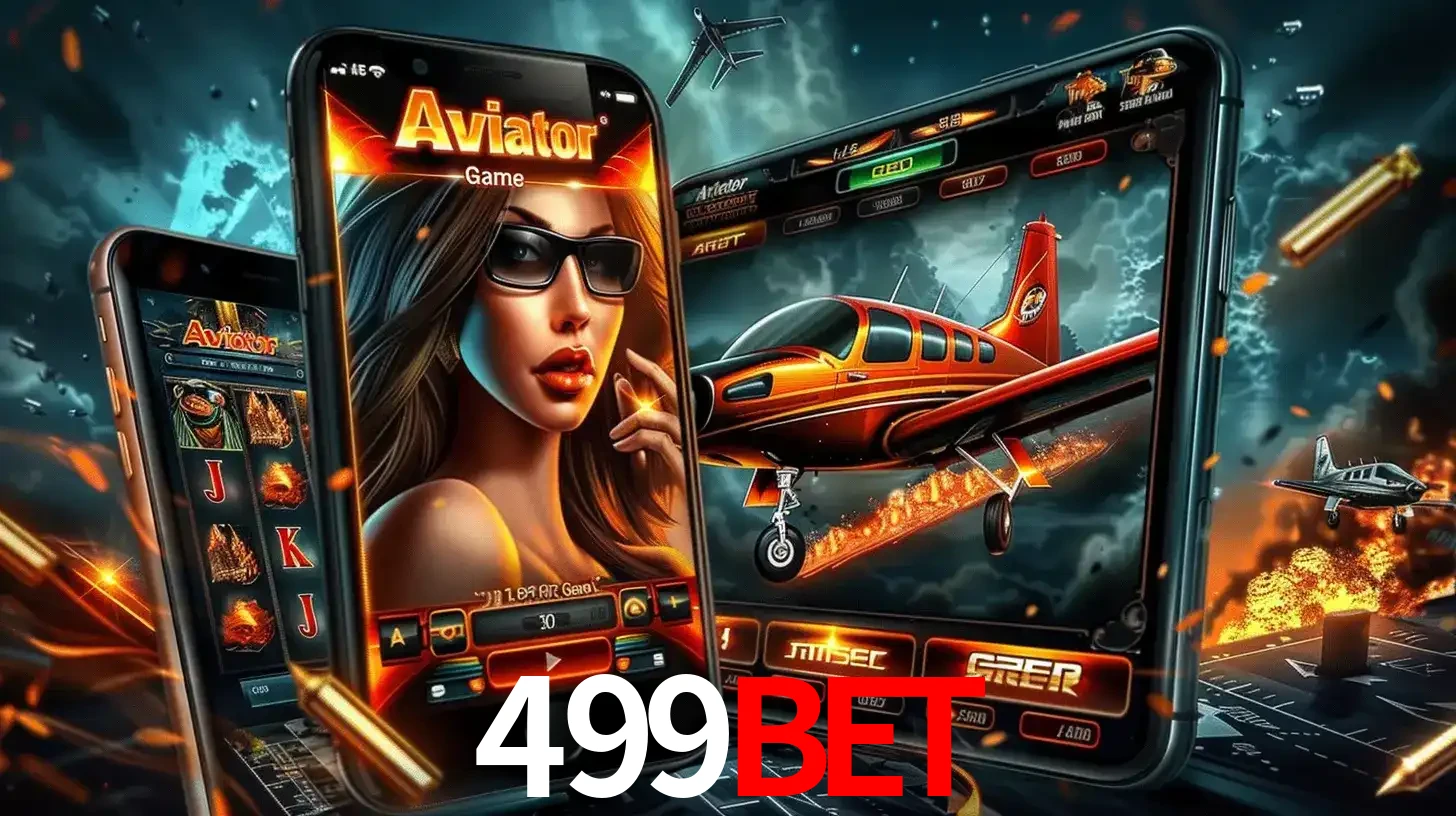 O popular jogo de apostas Aviator exibido em vários celulares e tablets, mostrando a interface emocionante e a ação de voo disponíveis para jogar agora no 499bet.