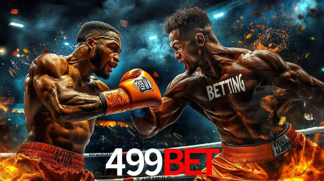 Dois boxeadores em uma luta intensa e explosiva, representando a adrenalina e as oportunidades de apostas em esportes de combate disponíveis na plataforma 499bet.