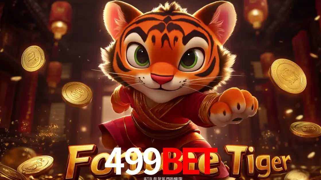O carismático mascote do jogo de slot Fortune Tiger, um tigre fofo em pose de artes marciais, pronto para trazer sorte e multiplicadores de ganhos no cassino online 499bet.